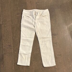 Off White Straight-Leg Crop Jeans